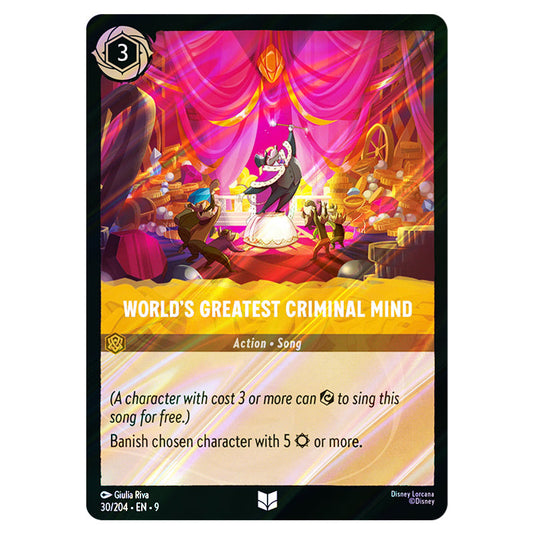World's Greatest Criminal Mind 30/204 card from the Lorcana set Fabled
