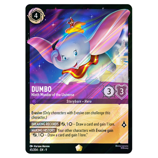 Dumbo - Ninth Wonder of the Universe 45/204 card from the Lorcana set Fabled