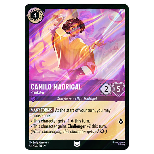 Camilo Madrigal - Prankster 52/204 card from the Lorcana set Fabled