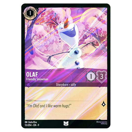 Olaf - Friendly Snowman 55/204 card from the Lorcana set Fabled