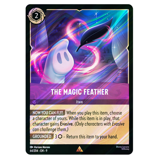 The Magic Feather 64/204 card from the Lorcana set Fabled
