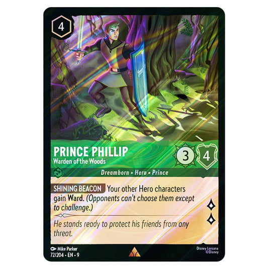 Prince Phillip - Warden of the Woods 72/204 card from the Lorcana set Fabled