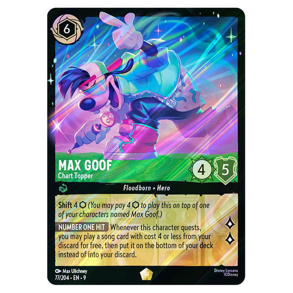 Lorcana - Fabled - Max Goof - Chart Topper (Legendary) - 77/204 (Foil) Lorcana - Fabled - Max Goof - Chart Topper (Legendary) - 77/204 (Foil)