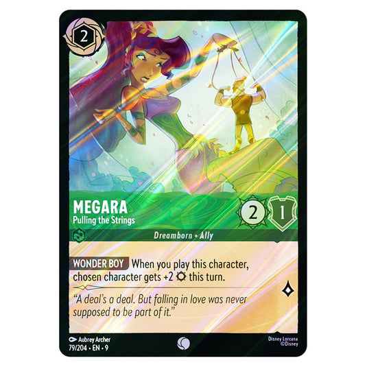 Megara - Pulling the Strings 79/204 card from the Lorcana set Fabled