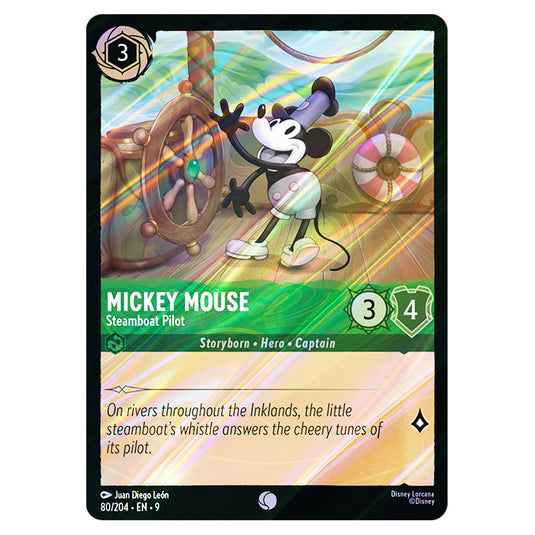 Mickey Mouse - Steamboat Pilot 80/204 card from the Lorcana set Fabled