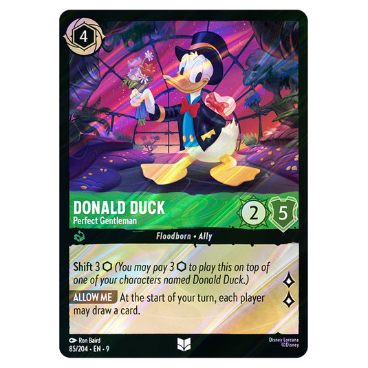 Donald Duck - Perfect Gentleman 85/204 card from the Lorcana set Fabled