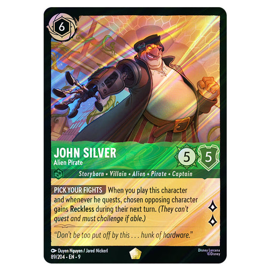 John Silver - Alien Pirate 89/204 card from the Lorcana set Fabled