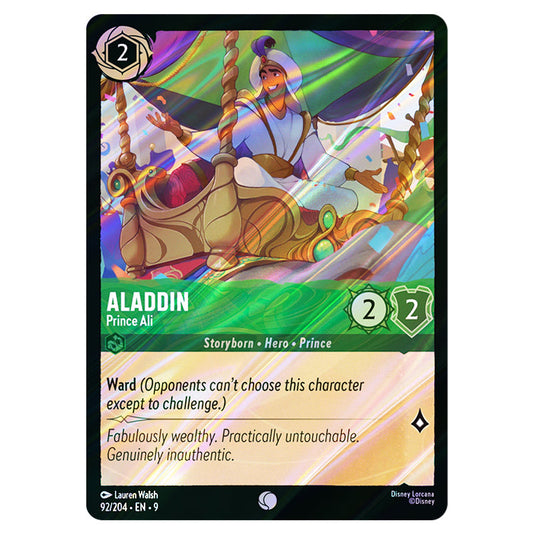 Aladdin - Prince Ali 92/204 card from the Lorcana set Fabled
