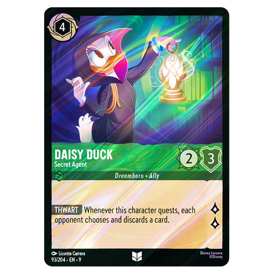 Daisy Duck - Secret Agent 93/204 card from the Lorcana set Fabled