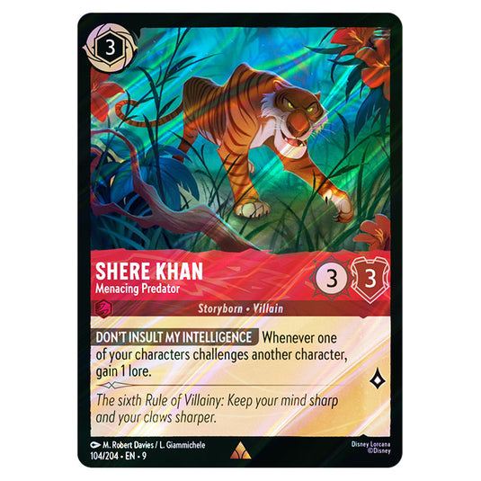 Shere Khan - Menacing Predator 104/204 card from the Lorcana set Fabled