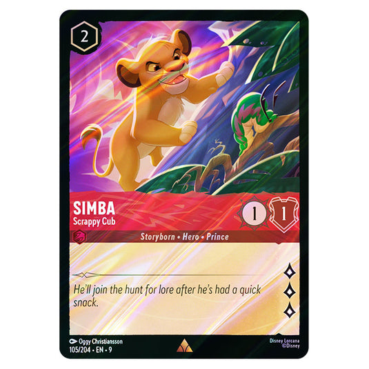 Simba - Scrappy Cub 105/204 card from the Lorcana set Fabled