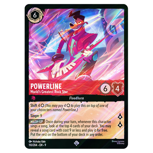 Powerline - World's Greatest Rock Star 110/204 card from the Lorcana set Fabled