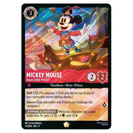 Mickey Mouse - Brave Little Prince 111/204 card from the Lorcana set Fabled