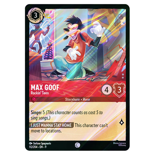 Max Goof - Rockin' Teen 112/204 card from the Lorcana set Fabled
