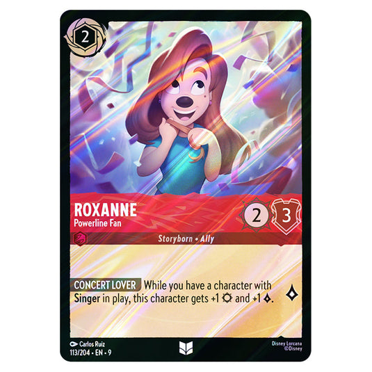 Roxanne - Powerline Fan 113/204 card from the Lorcana set Fabled