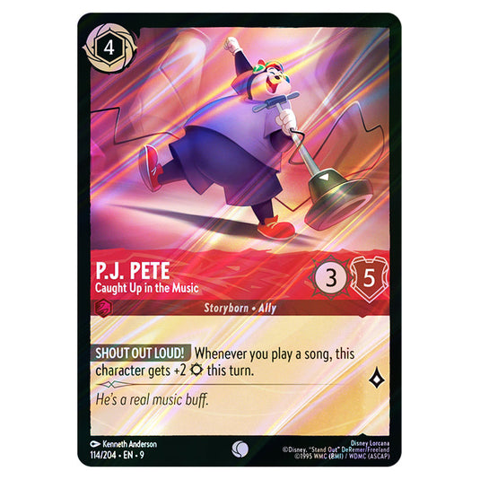 P.J. Pete - Caught Up in the Music 114/204 card from the Lorcana set Fabled
