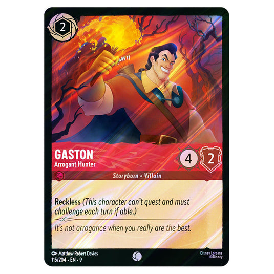 Gaston - Arrogant Hunter 115/204 card from the Lorcana set Fabled