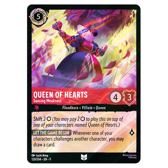 Queen of Hearts - Sensing Weakness 120/204 card from the Lorcana set Fabled