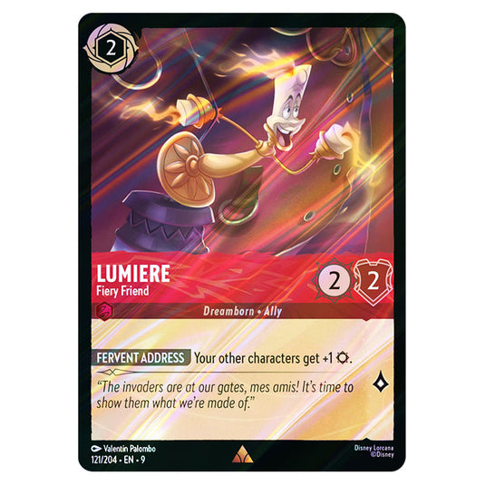 Lumiere - Fiery Friend 121/204 card from the Lorcana set Fabled