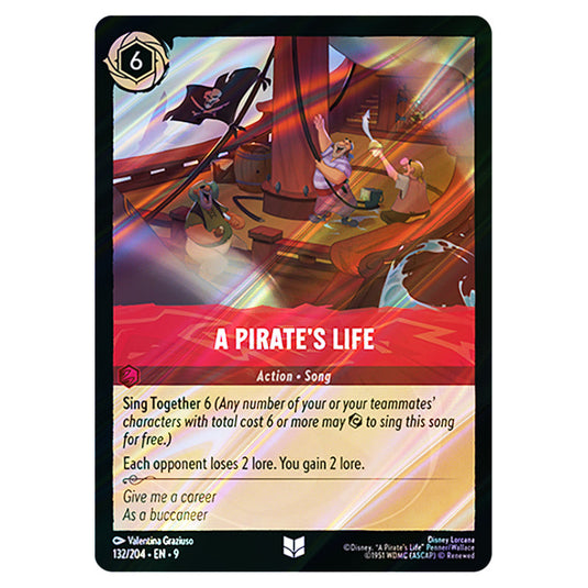 A Pirate's Life 132/204 card from the Lorcana set Fabled