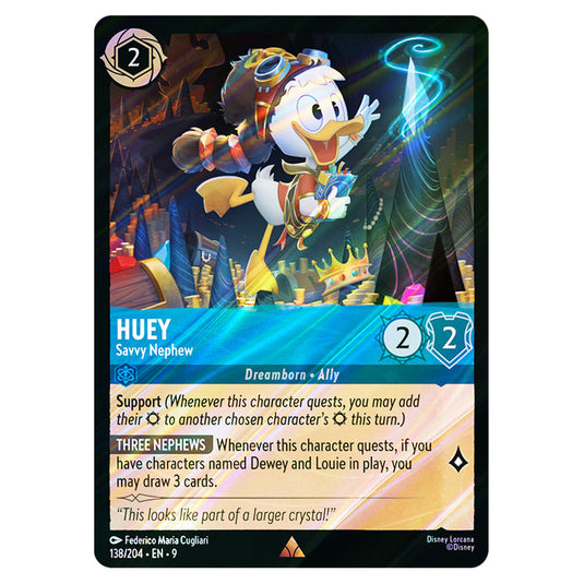 Huey - Savvy Nephew 138/204 card from the Lorcana set Fabled