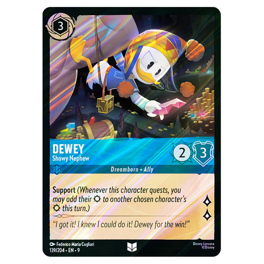 Dewey - Showy Nephew 139/204 card from the Lorcana set Fabled