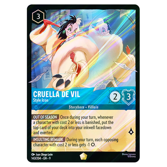 Cruella De Vil - Style Icon 143/204 card from the Lorcana set Fabled