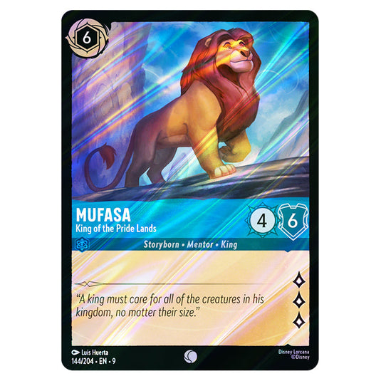 Mufasa - King of the Pride Lands 144/204 card from the Lorcana set Fabled