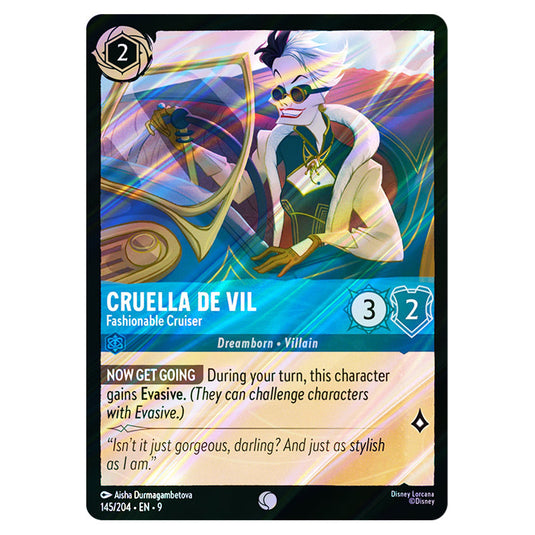 Cruella De Vil - Fashionable Cruiser 145/204 card from the Lorcana set Fabled