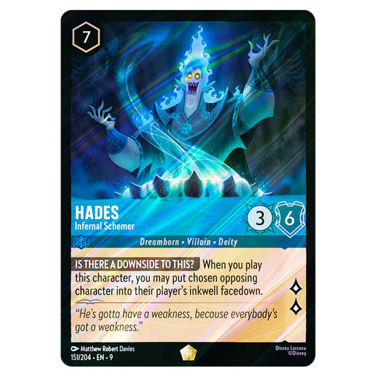 Hades - Infernal Schemer 151/204 card from the Lorcana set Fabled