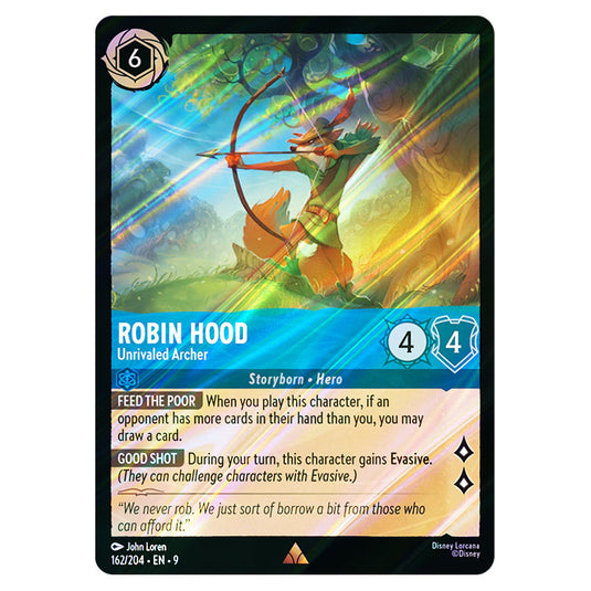 Robin Hood - Unrivaled Archer 162/204 card from the Lorcana set Fabled