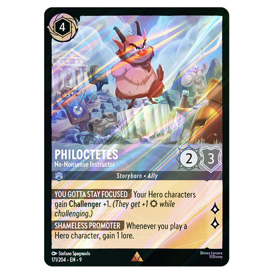 Philoctetes - No‐Nonsense Instructor 171/204 card from the Lorcana set Fabled