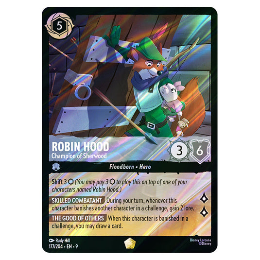 Robin Hood - Champion of Sherwood 177/204 card from the Lorcana set Fabled