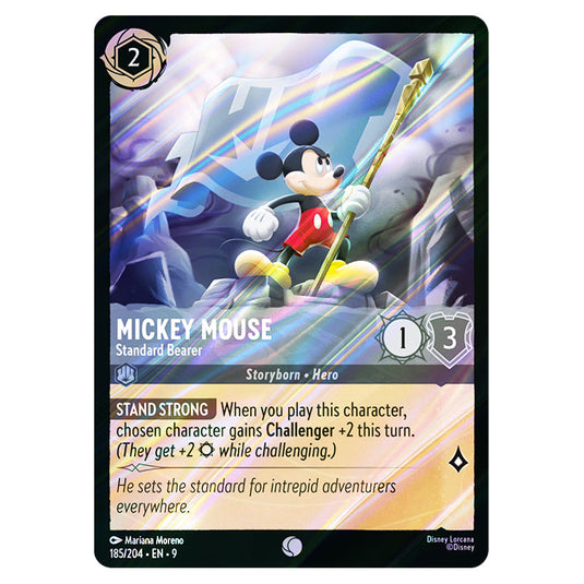 Mickey Mouse - Standard Bearer 185/204 card from the Lorcana set Fabled