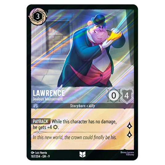 Lawrence - Jealous Manservant 187/204 card from the Lorcana set Fabled