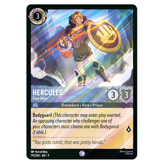 Hercules - True Hero 191/204 card from the Lorcana set Fabled