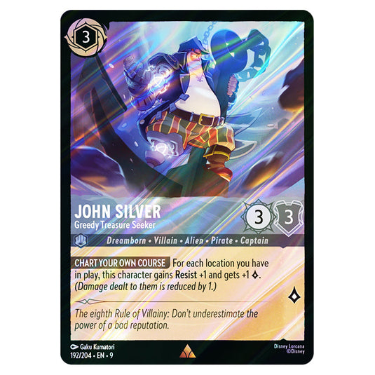 John Silver - Greedy Treasure Seeker 192/204 card from the Lorcana set Fabled