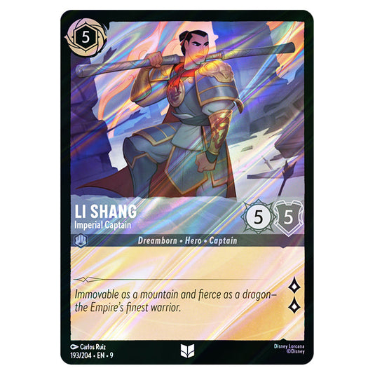 Li Shang - Imperial Captain 193/204 card from the Lorcana set Fabled