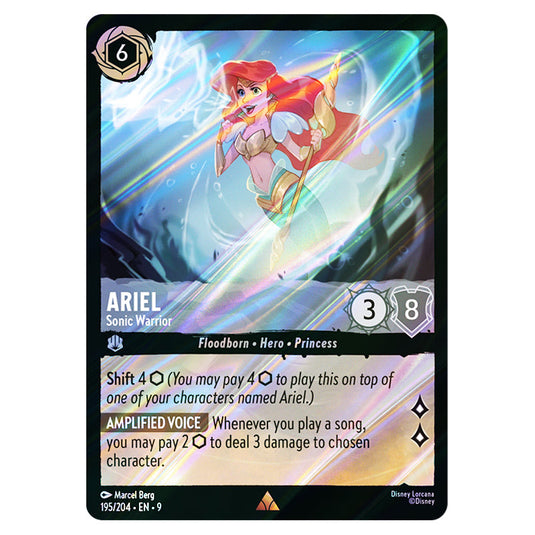 Ariel - Sonic Warrior 195/204 card from the Lorcana set Fabled