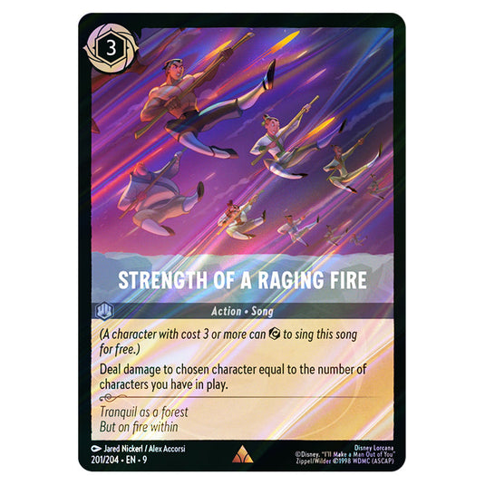 Strength of a Raging Fire 201/204 card from the Lorcana set Fabled