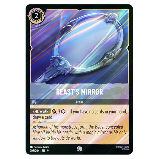 Beast's Mirror 203/204 card from the Lorcana set Fabled
