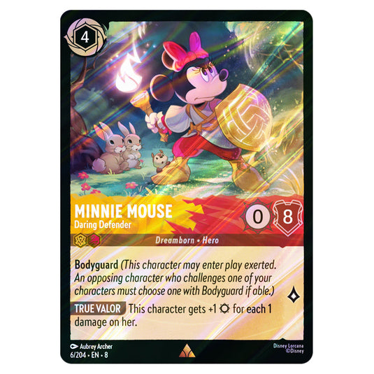 Minnie Mouse - Daring Defender 6/204 card from the Lorcana set Reign of Jafar