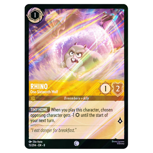 Rhino - One‐Sixteenth Wolf 15/204 card from the Lorcana set Reign of Jafar