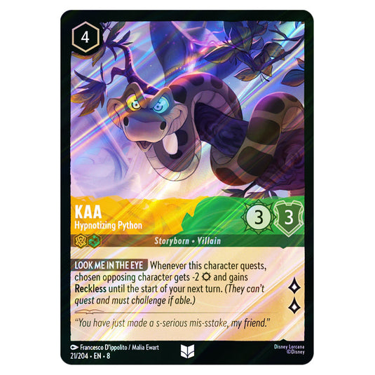 Kaa - Hypnotizing Python 21/204 card from the Lorcana set Reign of Jafar