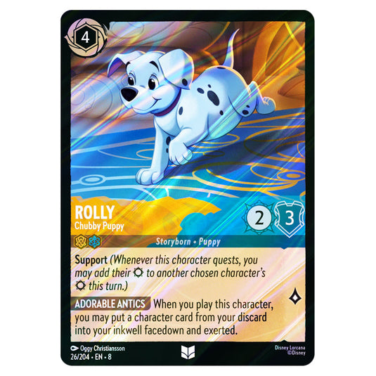Rolly - Chubby Puppy 26/204 card from the Lorcana set Reign of Jafar