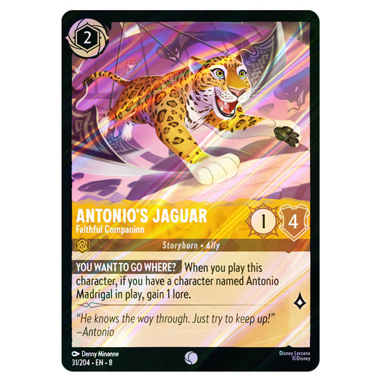 Antonio's Jaguar - Faithful Companion 31/204 card from the Lorcana set Reign of Jafar