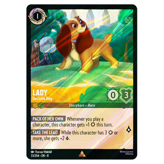 Lady - Decisive Dog 33/204 card from the Lorcana set Reign of Jafar