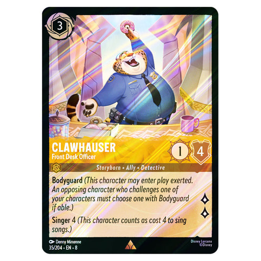 Clawhauser - Front Desk Officer 35/204 card from the Lorcana set Reign of Jafar