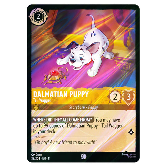 Dalmatian Puppy - Tail Wagger 38/204 card from the Lorcana set Reign of Jafar
