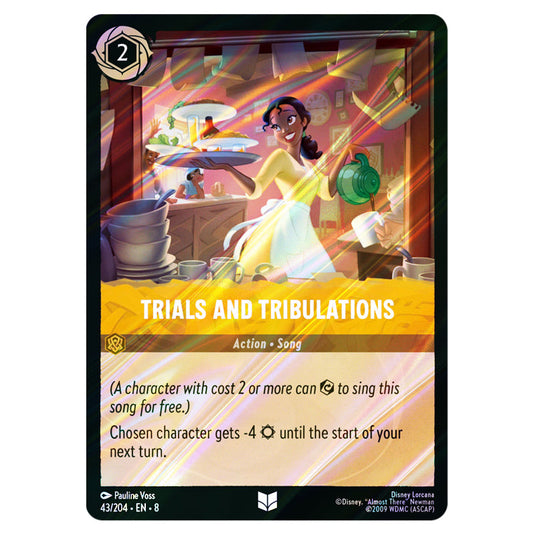 Trials and Tribulations 43/204 card from the Lorcana set Reign of Jafar